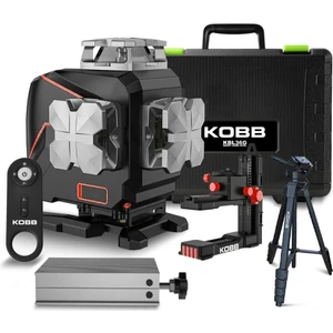 Kobb KBL36GTP Profesyonel Li-Ion Şarjlı 4X360⁰ LCD Ekran Otomatik Hizalamalı Yeşil Çapraz Çizgi Lazer Distomat + Uzaktan Kumanda + Tripod + Taşıma Çantası