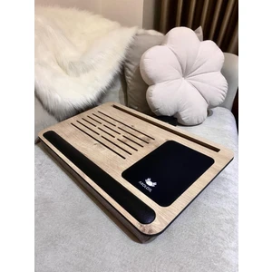 Telefon ve Tablet Bölmeli Minderli Laptop Sehpası, Notebook Masası supply01 Meşe