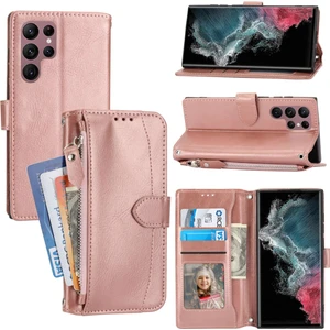 Ykd Store Samsung Galaxy S23 Ultra 5g Için Fermuar Cüzdan Deri Kılıf - Rose Gold (Yurt Dışından)