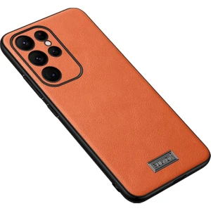 Samsung Galaxy S23 Ultra 5g Için Tpu + Deri Kılıf - Turuncu (Yurt Dışından)