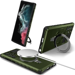 Samsung Galaxy S22 Ultra 5g Pc+Tpu Şok Geçirmez Kasa Manyetik Telefon Kapağı Ring Kickstand (Yurt Dışından)