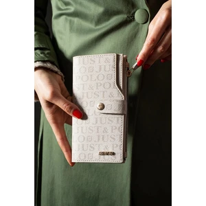 Just Polo Taş Bol Kartlıklı Kağıt Para ve Bozuk Para Bölmeli Flötr Kadın Cüzdan 10X20CM MDS009