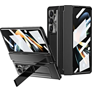 Samsung Galaxy Z Fold5 5g Kickstand Sabit Pc Kılıfı Koruyucu Telefon Kapağı Lens Filmi ve Temperli Cam Ekran Film (Yurt Dışından)
