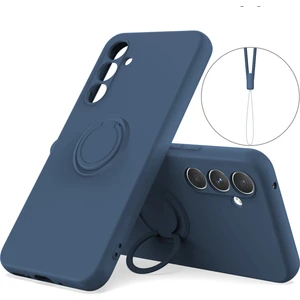 Samsung Galaxy A34 5g Sıvı Silikon Koruyucu Kapak Yüzüğü Kickstand Telefon Kılıfı Bilek Ipi (Yurt Dışından)