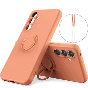 Samsung Galaxy A34 5g Sıvı Silikon Koruyucu Kapak Yüzüğü Kickstand Telefon Kılıfı Bilek Ipi (Yurt Dışından)