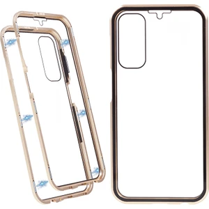 Samsung Galaxy A24 4g Açık Çift Taraflı Temperli Cam Kılıf Manyetik Adsorpsiyon Metal Çerçeve Telefon Kapağı (Yurt Dışından)