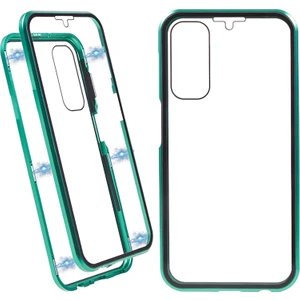 Samsung Galaxy A24 4g Açık Çift Taraflı Temperli Cam Kılıf Manyetik Adsorpsiyon Metal Çerçeve Telefon Kapağı (Yurt Dışından)