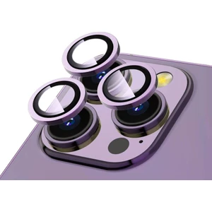 Apple iPhone 14 Pro Max ile Uyumlu Safir Damla Tekli Kamera Lens Koruyucu Derin Mor