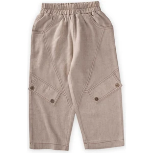 Dizi Kapaklı Keten Pantolon 2-7 Yaş Naturel