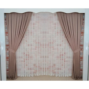 Figen Perde Bronz Renkfon Kadife Perde Çift Kanat 1/3 Sık Pileli Dikim V-08