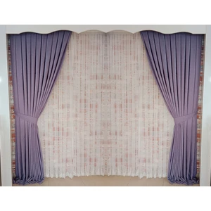 Figen Perde Lila Renk Fon Kadife Perde Çift Kanat 1/3 Sık Pileli Dikim V-30