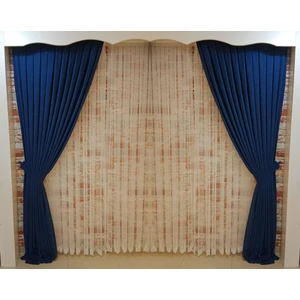 Figen Perde Koyu Mavi Renk Fon Kadife Perde Çift Kanat 1/3 Sık Pileli Dikim V-34