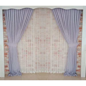 Figen Perde Açık Lila Renk Fon Kadife Perde Çift Kanat 1/3 Sık Pileli Dikim V-31