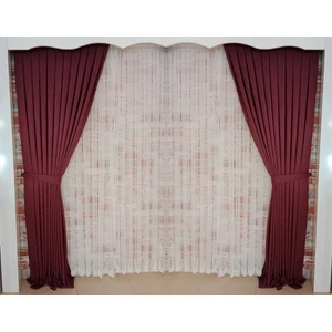 Mürdüm Renk Fon Kadife Perde Çift Kanat 1/3 Sık Pileli Dikim V-40