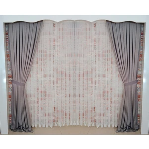 Figen Perde Gri Renk Fon Kadife Perde Çift Kanat 1/3 Sık Pileli Dikim V-43