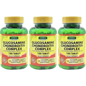 Glucosamine Chondroitin Complex 3 x 100 Tablet Msm Collagen Hyaluronic Acid Boswellia Serrata