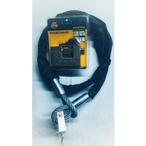 Lawrence Shop 2 Metre 10 mm Kalınlık Demir Makası ile Kesilmez Çelik Halat  Motorsiklet Bağlama Zincir Kilit
