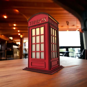 Londra Telefon Kulübesi Görünümlü Tipbox Bahşiş Kutusu "ışıklı"