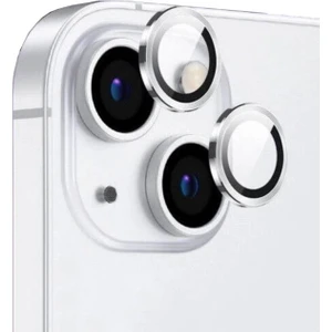 Apple iPhone 13 Mini ile Uyumlu Safir Damla Tekli Kamera Lens Koruyucu Gümüş