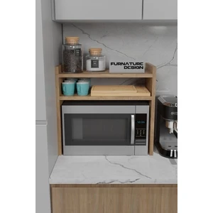 Furnature Design Tezgah Üstü Mikrodalga Fırın Rafı Mutfak Organizer Atlantik Çam
