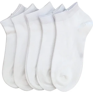 Beyaz Pamuklu Bilek Boy Çorap 5^li