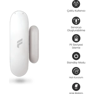Akıllı Kablosuz Kapı Pencere Sensörü, Wifi, Mobil Bildirim, Uzaktan Takip, 2 Yıl Garantili, Google Asistan Ve Tuya Destekli