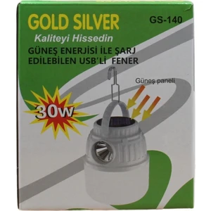 Gold Silver GS-140 USB Li Güneş Panelli Lamba