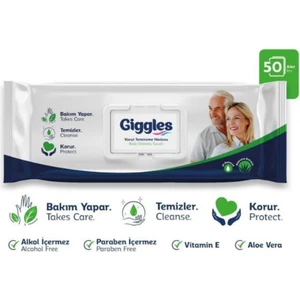 Vücut Temizleme Havlusu E Vitamini ve Aloe Vera İçerir 50 Adet Günlük Kullanım İçin