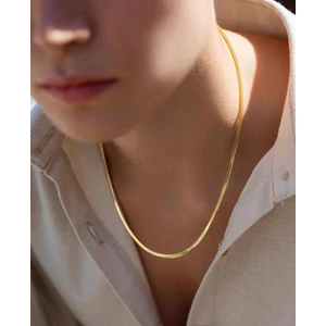 Ince Italyan Ezme Zincir Kadın Kolye Gold Çelik Üzeri Altın Kaplama Garanti Belgeli