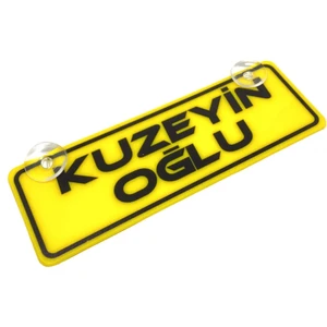 Kuzeyin Oğlu Yazılı Sarı Dekor Plaka Vantuzlu Cam Süsü