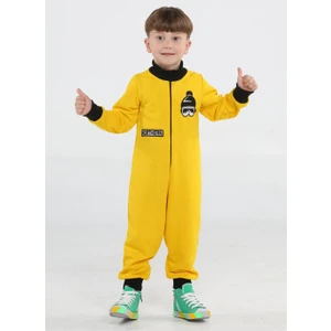 Sarı Uzay Erkek Çocuk Fermuarlı Tulum