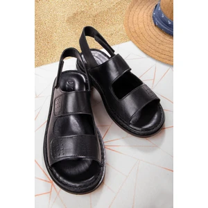 Luas Deri Erkek Sandalet, Ortopedik Taban Sandalet,