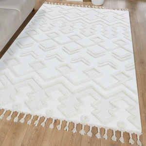 Giza Home Madu İskandinav Tarz Saçaklı Krem Dokuma Salon ve Oturma Odası Halısı 1184-RO66 200x290