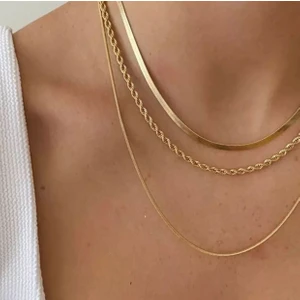 3'lü Set Italyan Ezme Burgu Snake Zincir Kadın Kolye Çelik Üzeri Altın Kaplama Garantili