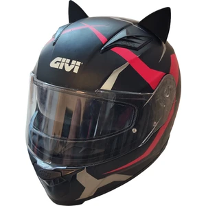 3D Fabrick Kask Süsü Kedi Kulağı Siyah