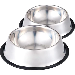 Paslanmaz Çelik Metal Evcil Hayvan Kedi Köpek Mama ve Su Kabı Alt Taban 18CM 2 Adet Kaymaz Mama Kabı