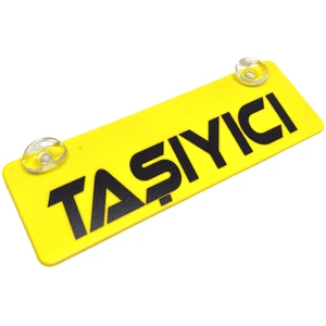 Taşıyıcı Yazılı Sarı Dekor Plaka Vantuzlu Cam Süsü