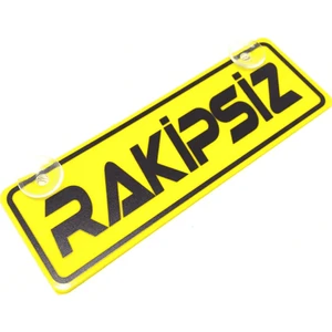Rakipsiz Yazılı Sarı Dekor Plaka Vantuzlu Cam Süsü