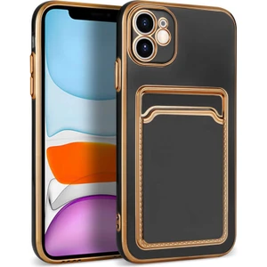 Heptek İletişim Apple iPhone 11 Kılıf Kamera Korumalı Parlak Renkli Altın Işlemeli Kartlıklı Cüzdanlı Kapak (K.bark)