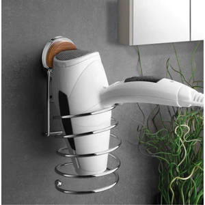 Okyanus Home Ahşap Desenli Magic Fix Sihirli Yapışkan Krom Saç Kurutma Makine Askısı