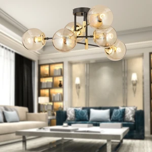 Maral 6Lı Siyah Gold Bal Camlı Modern Genç Odası Yatak Odası Retro Salon Avize