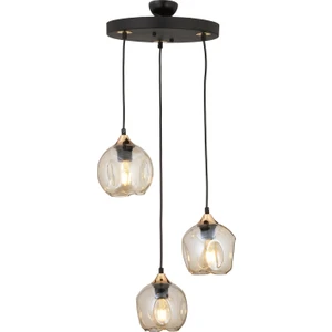 Karya 3Lü Yuvarlak Siyah Gold Modern Sarkıt Genç Odası Yatak odası Retro Salon Avize