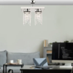 Nikola 2Li Krom Kristalli, Taşlı Modern Tasarım Yatak Odası Kristal Salon Avize