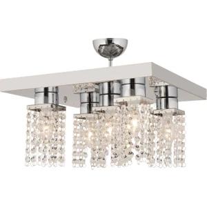 Peter 5Li Krom Kristalli, Taşlı Modern Tasarım Kristal Salon Avize