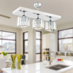 Sabrina 3 Lü Sıralı Krom Kaplama Plafonyer Kristalli Taşlı Modern Tasarım Kristal Salon Avize
