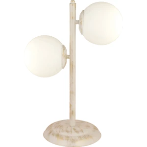 Siena 2Li Beyaz Boyalı Beyaz Camlı Masa Lambası Modern Tasarım -Yatak Odası-Salon Abajur