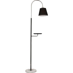 Lumina Siyah Şapkalı Krom Modern Tasarım Ayaklı Abajur Lamba Metal Lambader