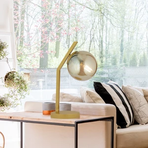 Feris Gold Bal Camlı Masa Lambası Salon-Yatak Odası Modern Abajur