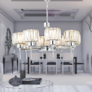 Sadem 8'Li Krom Kristalli Taşlı Modern Tasarım Salon-Yatak Odası Kristal Salon Avize