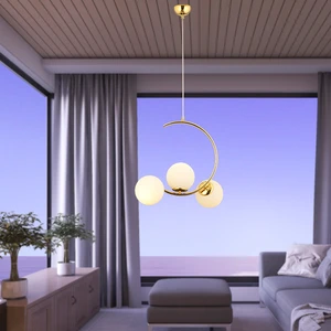 Ladre 3Lü Beyaz Camlı Gold Modern Sarkıt, MutfakYatak odası Salon Avize